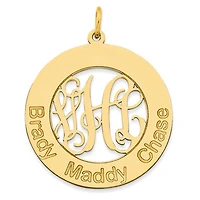 Laser High Polished Monogram & Letters Pendant - Sterling Silver