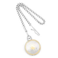 Charles Hubert 14K Gold Finish Two-tone White Dial Pocket Watch
