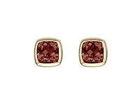 10K Yellow Gold 4mm Cushion Cut Garnet Stud Earrings with Butterfly Backings