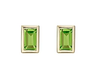 10K Yellow Gold 4x2mm Baguette Cut Peridot Stud Earrings with Butterfly Backings