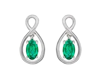 10K White Gold 0.40cttw Oval Cut Emerald Earrings