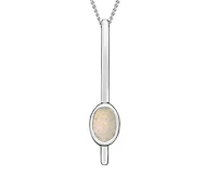 10K White Gold 6x4mm Oval Cut White Opal Pendant - 18 Inches