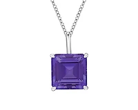 10K White Gold 2.25cttw Emerald Cut Amethyst Pendant, 18"