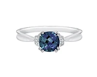 10K Gold 1.00cttw Created Alexandrite and 0.02cttw Diamond Ring