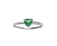 10K White Gold 5mm Trillion Cut Created Emerald Birthstone Ring - 4.5
