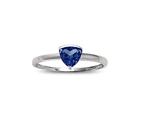 10K White Gold 5mm Trillion Cut Sapphire Birthstone Ring - Size 7