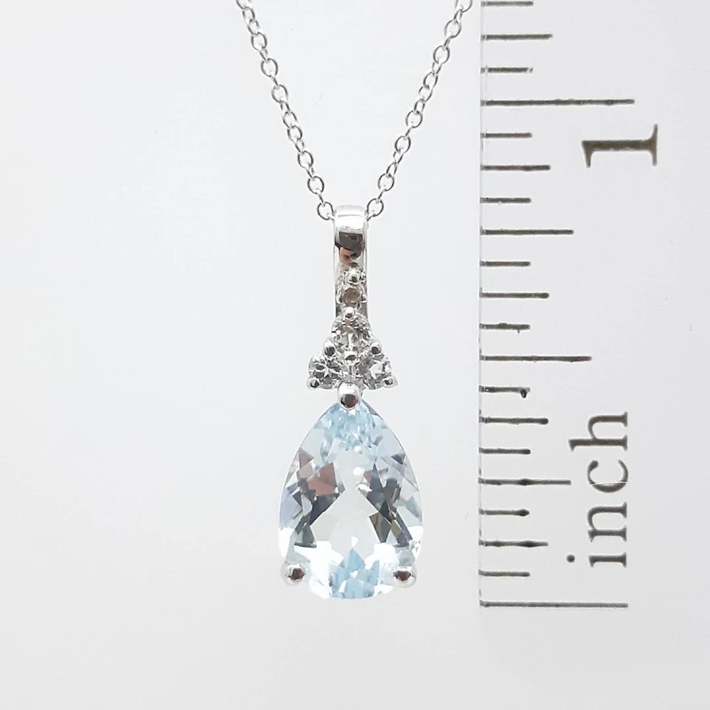 Aquamarine, White Topaz and Diamond Pendant