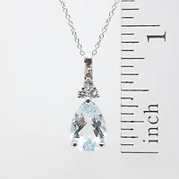 Aquamarine, White Topaz and Diamond Pendant