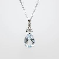 Aquamarine, White Topaz and Diamond Pendant