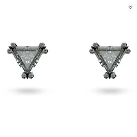 Swarovski Stilla Stud Earrings Triangle Cut, Grey, Ruthenium Plated - 5639137 - Discontinued