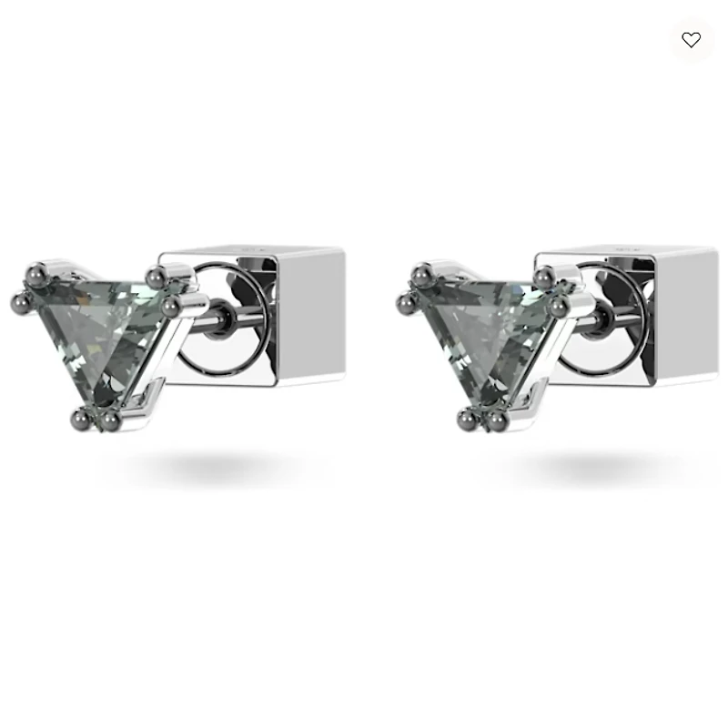 Swarovski Stilla Stud Earrings Triangle Cut, Grey, Ruthenium Plated - 5639137 - Discontinued