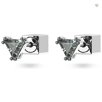 Swarovski Stilla Stud Earrings Triangle Cut, Grey, Ruthenium Plated - 5639137 - Discontinued