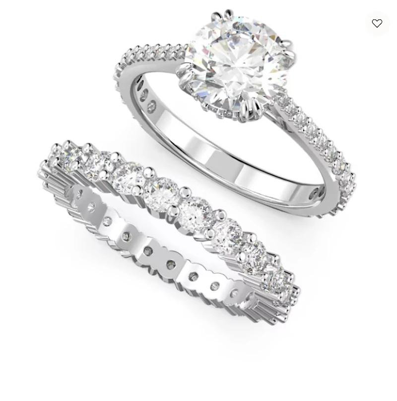 Swarovski Constella Ring Set (2), Princess Cut, White, Rhodium Plated - 5647662