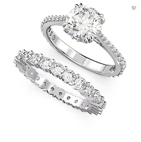 Swarovski Constella Ring Set (2), Princess Cut, White, Rhodium Plated - 5647662