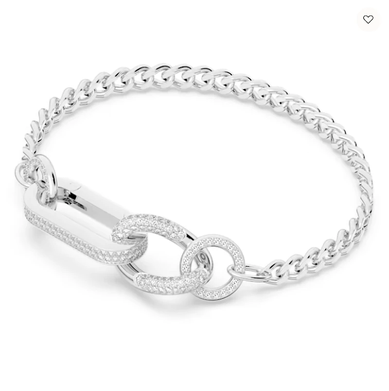 Swarovski Dextera Bracelet Pavé, Mixed Links, White, Rhodium Plated - 5642598