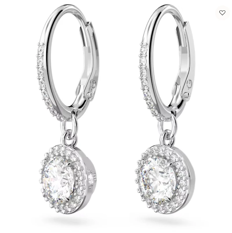 Swarovski Constella drop earrings, Round cut, Pavé, White, Rhodium plated - 5636270/5689682 (SS)