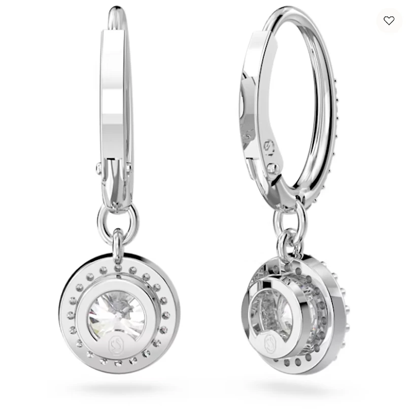 Swarovski Constella drop earrings, Round cut, Pavé, White, Rhodium plated - 5636270/5689682 (SS)
