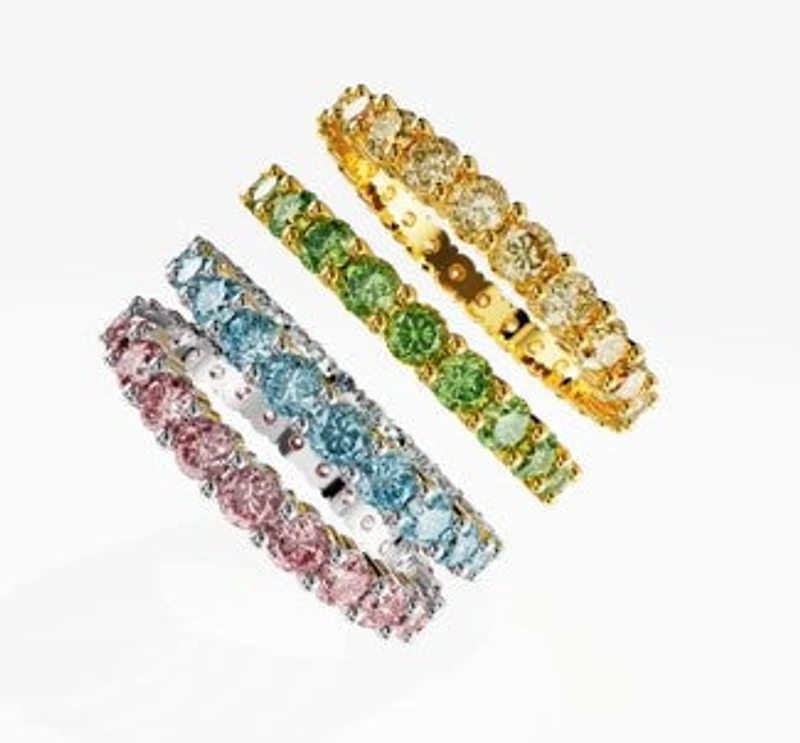 Swarovski Matrix ring, Round cut, Pink, Rhodium plated - 5658853