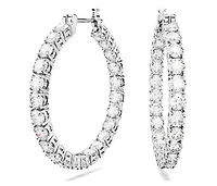 Swarovski Matrix hoop earrings, Round cut, White, Rhodium plated - 5647715/5689692 (SS)