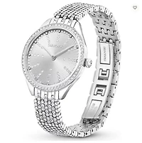 Swarovski Attract watch Swiss Made, Full pavé, Metal bracelet, Silver Tone, Stainless steel - 5644062