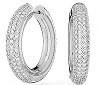 Swarovski Dextera hoop earrings, Medium, White, Rhodium plated - 5651392
