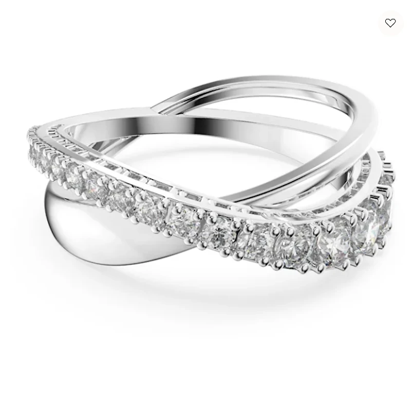 Swarovski Twist Ring White, Rhodium Plated - 5572724