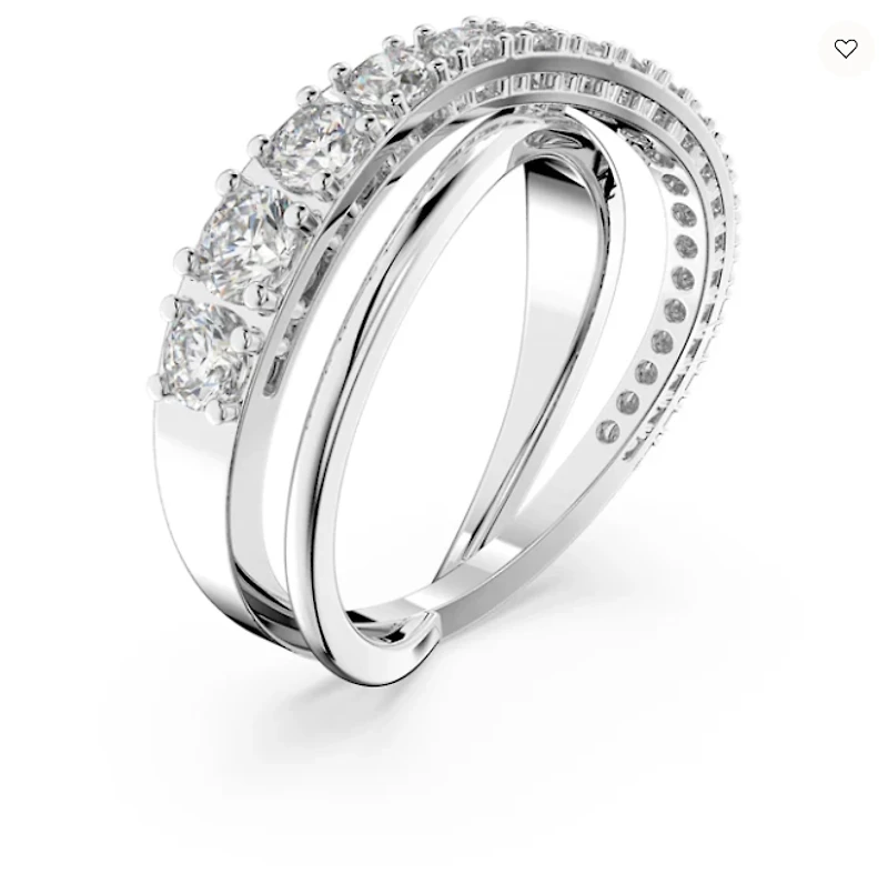 Swarovski Twist Ring White, Rhodium Plated - 5572724