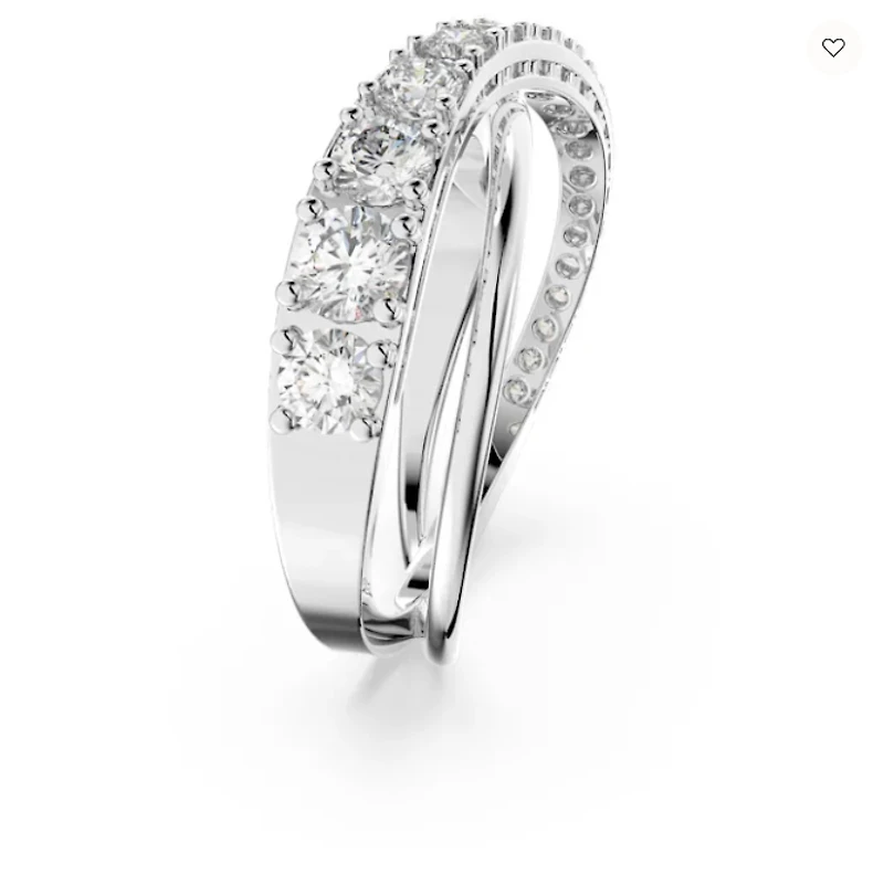 Swarovski Twist Ring White, Rhodium Plated - 5572724