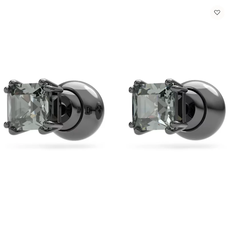 Swarovski Millenia Stud earrings Square Cut, Black, Ruthenium Plated - 5642511