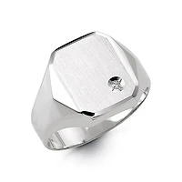 10K White Gold Engravable Gents Signet Ring