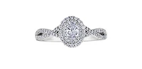 10K White Gold 0.24cttw Oval Cut Diamond Halo Engagement Ring, size 6.5 - 4.5