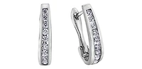 10K White Gold 0.33cttw Diamond Hoop Huggie Hinged Earring