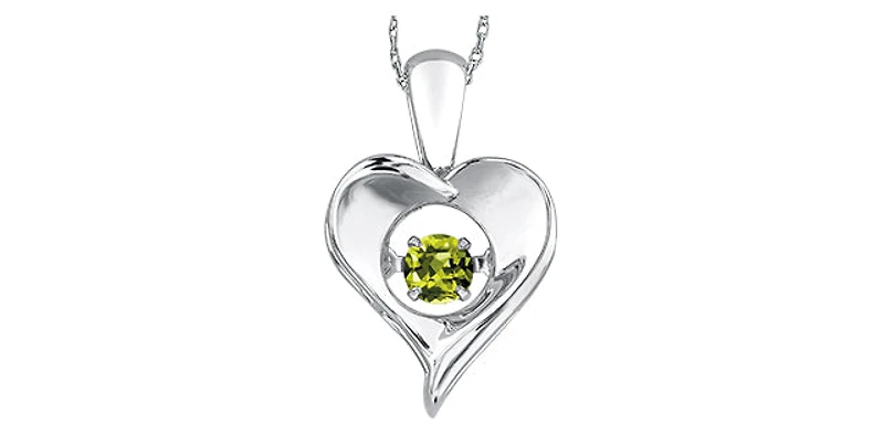 Sterling Silver 0.12cttw Peridot 3mm Pulse Pendant, 18" Box Chain