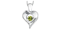 Sterling Silver 0.12cttw Peridot 3mm Pulse Pendant, 18" Box Chain
