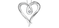 Sterling Silver 0.044cttw Diamond Heart Necklace, 18"