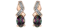 10K White & Rose Gold 1.20cttw Mystic Topaz & 0.012cttw Diamond Stud / Dangle / Drop Earring