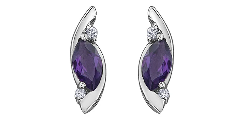 10K White Gold Amethyst Earrings