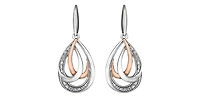 Sterling Silver and 10K Rose Gold 0.07cttw Diamond Chandelier Dangle Earrings