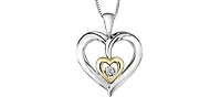 Silver & 10K Yellow Gold 0.02 cttw Diamond Heart Necklace