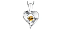Sterling Silver 0.10cttw Citrine Pendant, 18"
