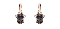 10K White & Rose Gold 1.20cttw Mystic Topaz and 0.02cttw Diamond Stud / Dangle / Drop Earring