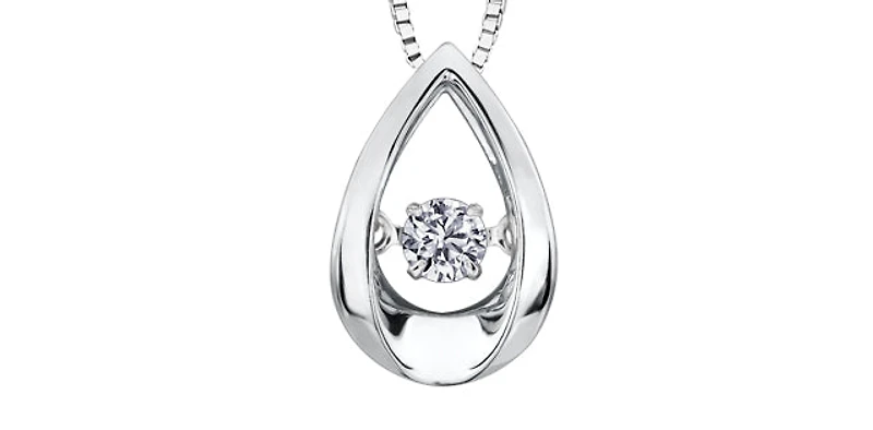 10K White Gold 0.05cttw Diamond Pulse Pendant, 18"