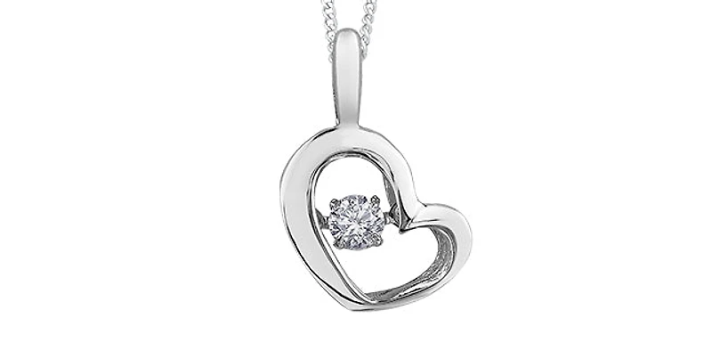 10K White Gold 0.05 Diamond Pulse Pendant, 18"