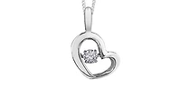 10K White Gold 0.05 Diamond Pulse Pendant, 18"