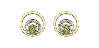 10K Yellow Gold 0.60cttw Peridot & 0.04cttw Diamond Stud Dangle Drop Earrings