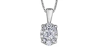 10K White Gold 0.23 cttw Diamond Oval Shaped Necklace, 18"