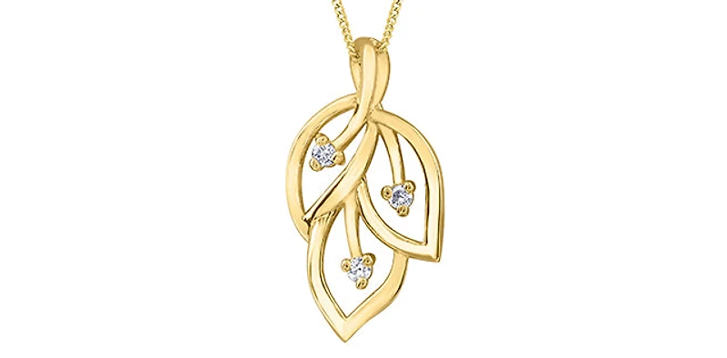10K Yellow Gold 0.03cttw Diamond Necklace, 18"