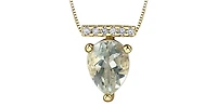 10K Yellow Gold 1.00cttw Green Amethyst (Prasiolite) and 0.042cttw Diamond Necklace, 18"