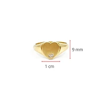 10K Yellow Gold 0.007 Diamond Heart Shape Signet Ring