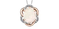 10K White & Rose Gold 2.00cttw Genuine Opal and 0.03cttw Diamond Pendant, 18"